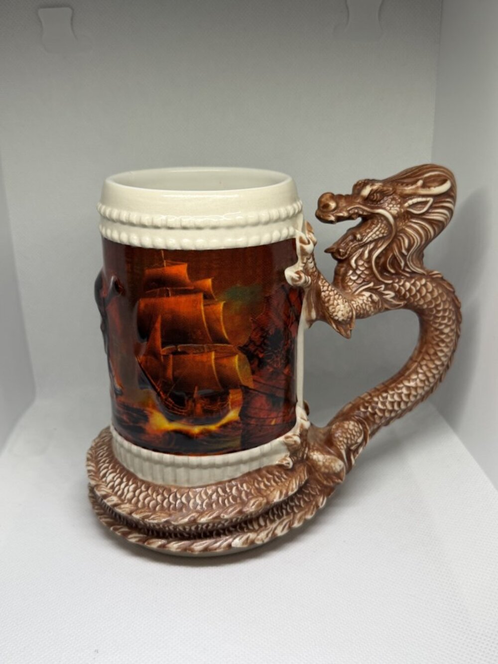 Disney Pirates of the Caribbean Dragon Handle Ceramic Stein Mug